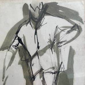 A Matched Pair of Ink figurative Drawings